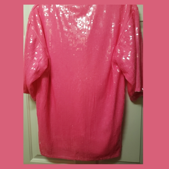 Oversized hot pink sequin top - Picture 3 of 5